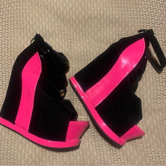 Peep Toe Platform Wedge Sandals Ankle Strap Zipper High Heels Party Shoes - Picture 5 of 10